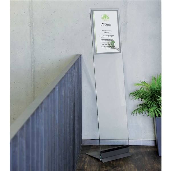 Totem personnalisable en verre et métal - Direct Signalétique - Porte affiche pour intérieur_0