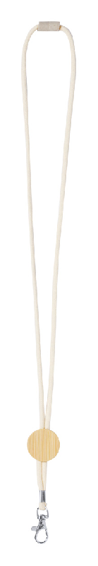 Tour de cou en coton avec mousqueton en métal - boucle de sécurité et étiquette ronde en bambou_0