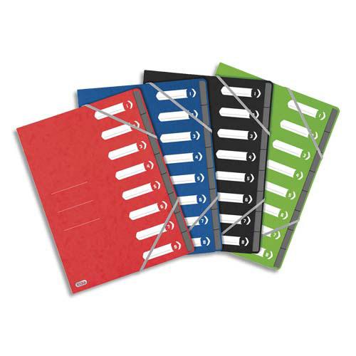 TRIEUR ELBA TOP FILE - COUVERTURE EN CARTE A4 - 12 POSITIONS - COLORIS ASSORTIS - LOT DE 12