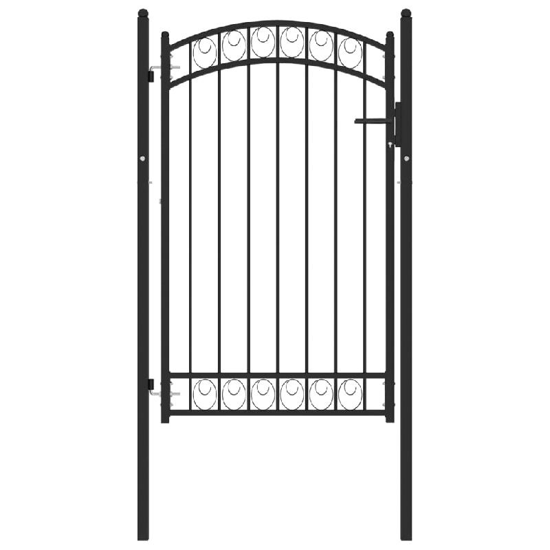 Vidaxl portail de clôture avec dessus arqué acier 100x150 cm noir 146370_0