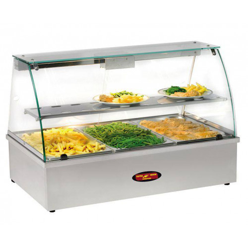 VITRINE CHAUFFANTE BAIN-MARIE PANORAMIQUE PROFESSIONNELLE - 3XGN 1/1