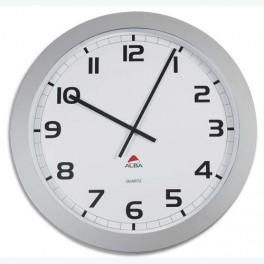 ALBA HORLOGE MURALE GÉANTE HORGIANT CONTOUR ABS D60 CM GRIS, CHIFFRES NOIRS LENTILLE EN VERRE À QUARTZ