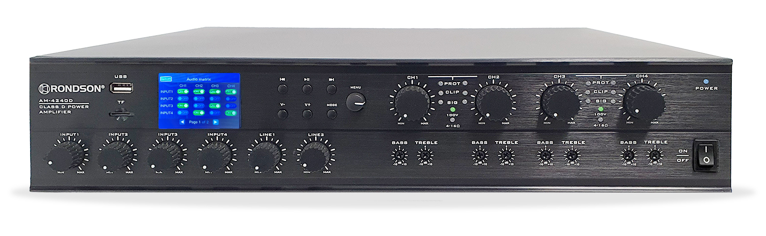 Amplificateur Matriciel Multimédia 4 Zones - 4x120 Watts - RONDSON AM-4120D_0