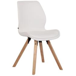 Décoshop26 - Chaise de salle à manger x1 design scandinave en PVC blanc et pieds en bois carrés clair 10_0002298 - blanc 3000250944267_0