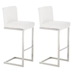 Décoshop26 - Lot de 2 tabourets de bar design moderne support en acier inoxydable assise en PVC blanc 10_0004385 - blanc 3000252076980_0