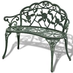 Helloshop26 - Banc de jardin meuble de patio d'extérieur terrasse 100 x 54 x 80 cm aluminium coulé vert 02_0011143 - 3000611547762_0