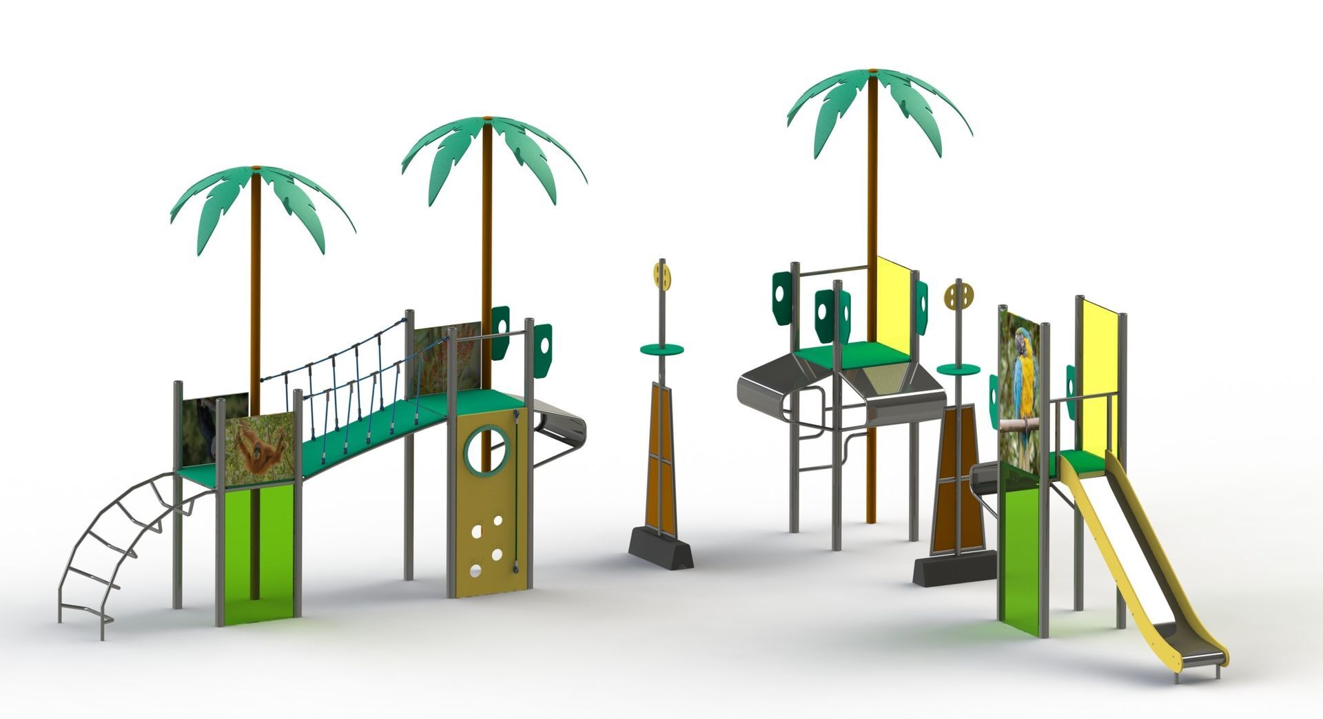 Jeu multi tours - Thème Jungle - Structure pour aire de jeux conforme EN1176 - Référence BT11764_0