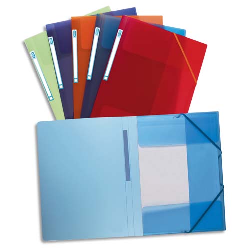 LOT DE 10 CHEMISES 3 RABATS ET ÉLASTIQUE EN POLYPROPYLÈNE 5/10E. COLORIS TRANSLUCIDES ASSORTIS