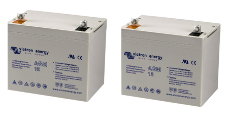 Lot de 2 batteries solaires AGM 12V 90Ah - Victron Energy - Bornes plates M8 et décharge lente_0