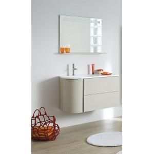 MEUBLE 100 CM 1 VASQUE À GAUCHE LAQUE SOFT ARGILE + MIROIR BAILA SANIJURA