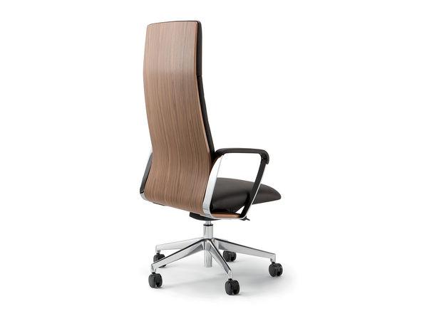 Fauteuil de direction Colonel en cuir dos placage bois_0