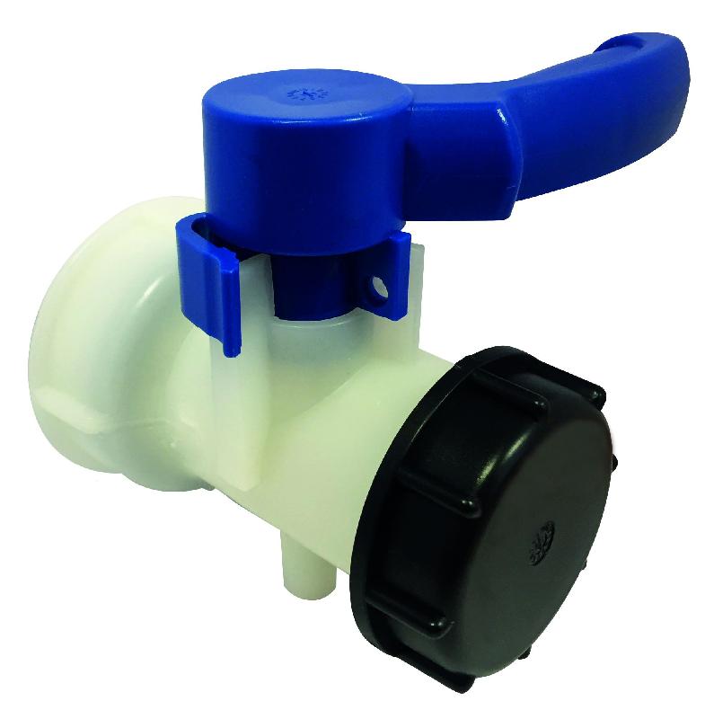 Vanne plastique pour cuve 1000L - bouchon 75mm - sortie S60x6 - Réf. 717652 - Marque Boutté_0