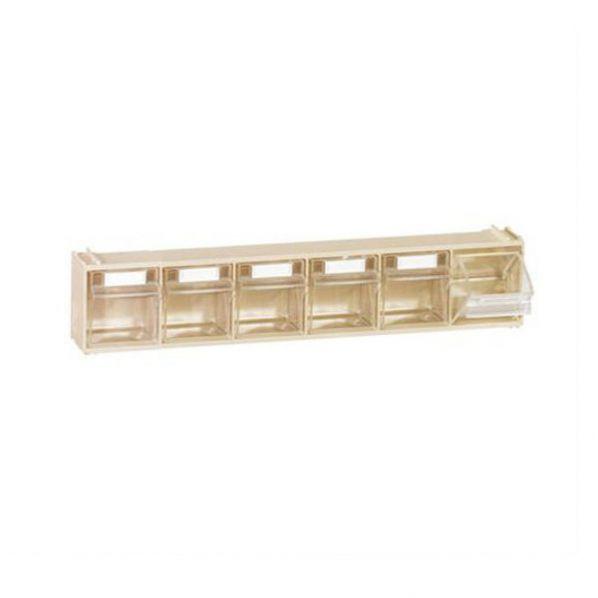 Bloc-tiroir 6 cases beige - façades transparentes - rangement et organisation Rolléco_0