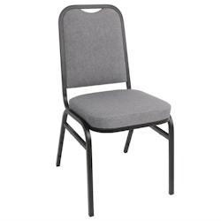 Chaise de banquet Bolero - dossier carré, tissu gris acier, lot de 4 empilables jusqu'à 12 - DA602_0