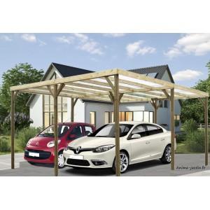 Carport double en bois autoclave - CAR 5060A - Pour 2 voitures - Fabricant FORESTA_0