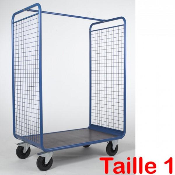 Chariot de manutention 2 côtés en acier grillagé - Rolléco - robuste et résistant_0