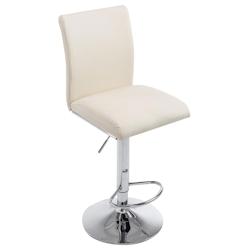 CLP Tabouret de bar Köln en similicuir avec pied en métal Crème - beige polyester 1010804_0