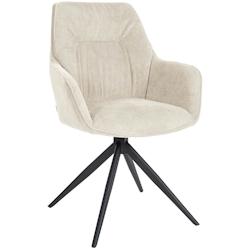 Décoshop26 - Chaise de salle à manger pivotant avec accoudoirs x1 en tissu crème et piètement en métal noir 10_0002042 - noir 3000250804370_0
