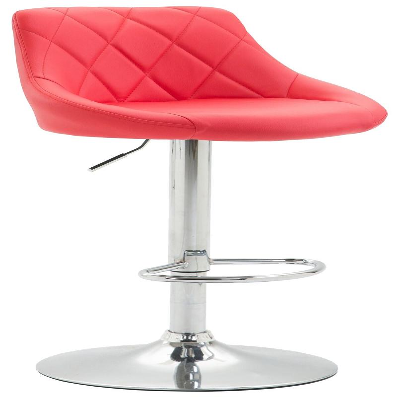 Décoshop26 - Tabouret de bar en synthétique rouge pivotant avec repose-pieds coutures décoratives 10_0000111 - 3000878669603_0