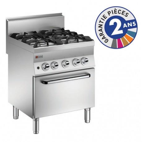 Fourneau - 4 feux vifs gaz sur four électrique - gamme 650 Baron - 60PCGFE722 - inox 18/10, brûleurs à flamme stabilisée_0