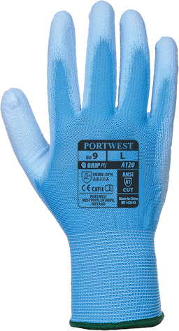 Gants anti-coupures enduits PU bleu A120 - taille XS - excellente résistance à l'abrasion et à la déchirure_0
