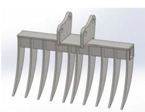 Godet râteau 60 cm - taille standard modifiable - idéal pour tri de déchets et nettoyage de terrain_0