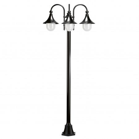 Lampadaire extérieur Trom - 3 lanternes - IP43 - 3xE27 42W - livré avec son mât - coloris noir_0