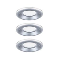 Paulmann Spot encastré LED Sormus Kit de 3  IP65 rond 100mm  3x4,8 / 1,5W 560lm / 180lm 230V  3000K Chrome mat 92250 - argenté 92250_0