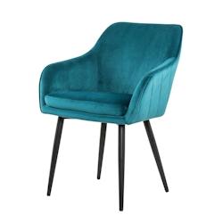 SalesFever Chaise de salle à manger|Revêtement tissu aspect velours|cadre en métal réglable hauteur|Matelassage diamant|L61xP60xH85cm|turquoise–_0