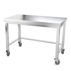 Table de travail en inox 1400 x 600 mm avec renfort sur roulettes PREMIUM / GOLDINOX - inox 3701770804184_0