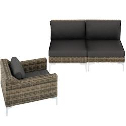 Tectake Ensemble modulable en rotin Villanova ensemble 3, 2 places en aluminium - gris anthracite chiné -404657 - gris aluminium 404657_0
