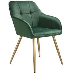 TecTake GmbH tectake Chaise de salle à manger avec aspect velours capitonné vert/doré - 405726 - vert 405726_0