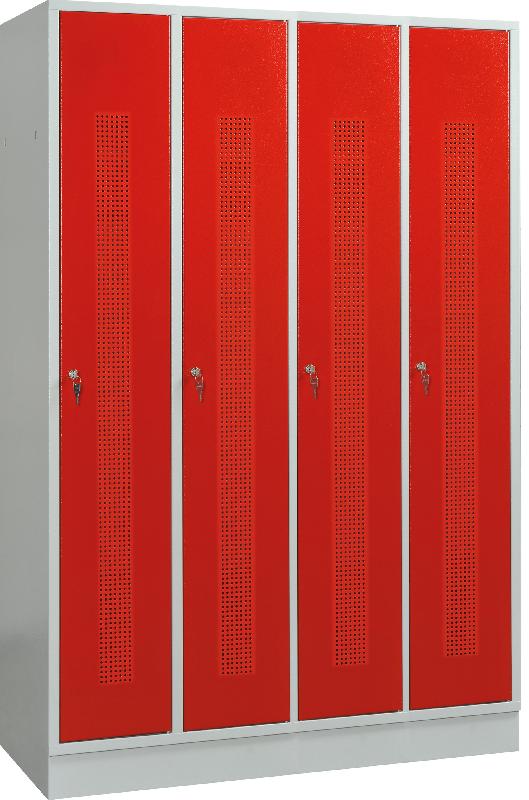 Vestiaire métallique 4 portes rouges perforées MW Tools KL40R_0