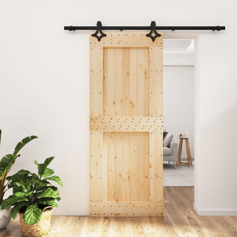 Vidaxl porte coulissante et kit de quincaillerie 85x210 cm pin massif 3203147_0