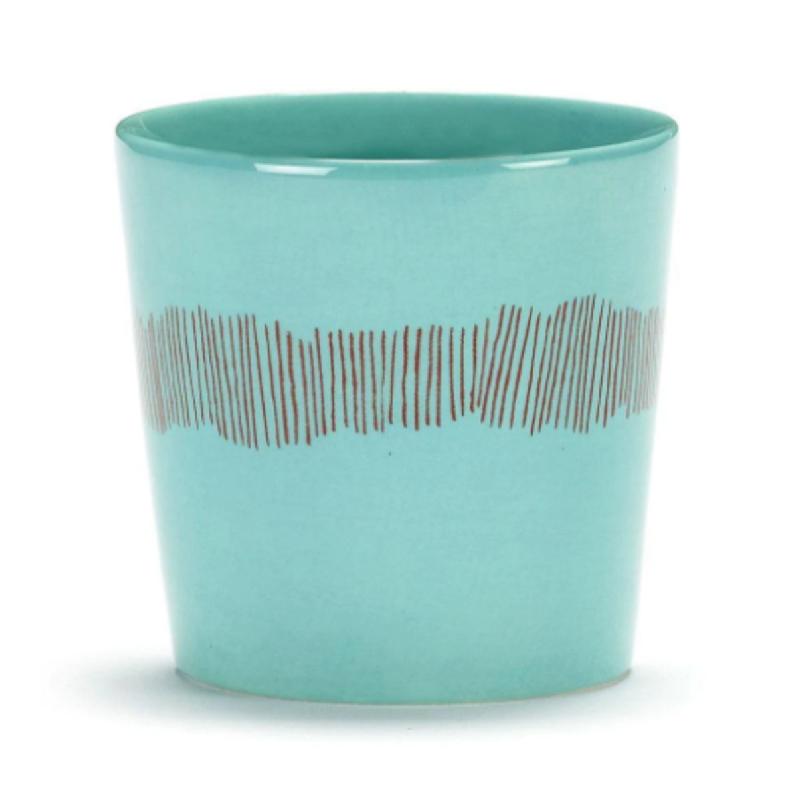 TASSE À CAFÉ ROND AZURE SWIRL - STRIPES ROUGE GRÈS 25 CL 7,5 CM Ø 7,5 CM FEAST BY OTTOLENGHI SERAX