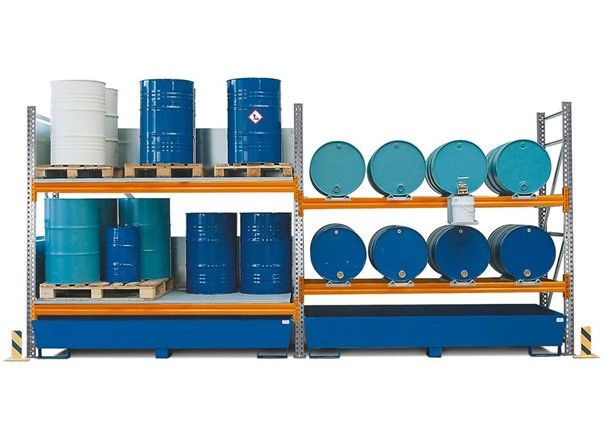 203265W - Rayonnage combi 2 L8-L avec bac de rétention galvanisé pour 8 fûts de 200 litres - Conforme arrêté 04/10/2010_0
