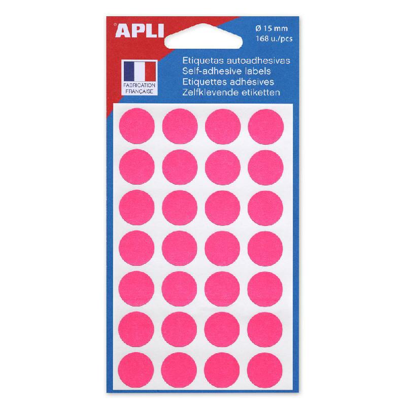 AGIPA PASTILLES ADHÉSIVES DE COULEUR, Ø 15 MM - POCHETTE DE 168, COLORIS ROSE