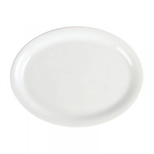 ASSIETTES OVALES EN PORCELAINE BLANCHE OLYMPIA Ø 295 MM - LOT DE 6