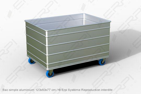 Bac simple aluminium 123x83x77 cm - Chariot robuste et maniable avec fond fixe - bs1238377-01a_0
