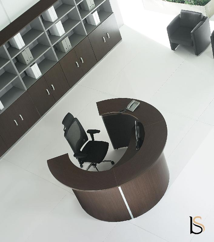 Banque d'accueil courbe ROCK - Mobel Linea. - Acacia clair_0