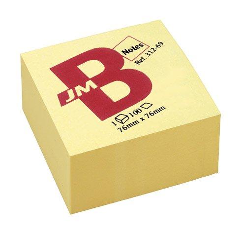 BLOC CUBE REPOSITIONNABLE JAUNE BRUNEAU 75 X 75 MM - BLOC DE 400 FEUILLES