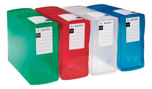 LOT DE 4 - BOÎTE DE CLASSEMENT PLASTIQUE VIQUEL - ESSENTIEL RECYCLE- DOS 12 CM COULEURS OPAQUES ASSORTIES