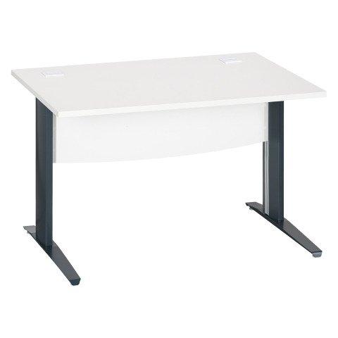BUREAU DROIT EXCELLENS L 120 CM BLANC PIÉTEMENT '' L'' MÉTAL ANTHRACITE