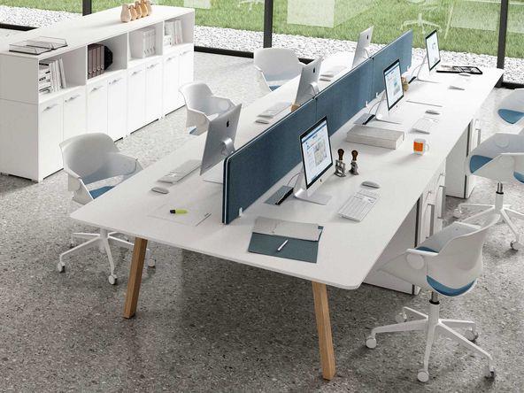 Bureau bench 6 personnes bois naturel_0