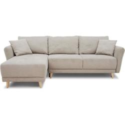 Canapé d'angle convertible réversible 3-4 places CLAUDIUS - Tissu Beige - Coffre de rangement - L 244 x P 158 x H 95 cm AUCUNE - 3666749448977_0