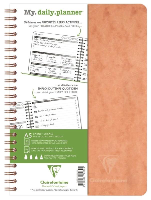 Clairefontaine Lot de 5 Carnet Age Bag My.Daily.Planner A5, 250p./125 feuilles 90 g/m² reliure intégrale, couv. Coloris tabac - 3329680782394_0