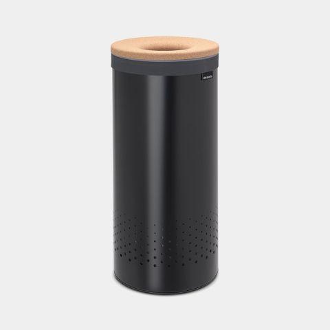 Corbeille à linge Brabantia -35 litres - Matt Black avec ouverture Quick-Drop et sac à linge en coton_0