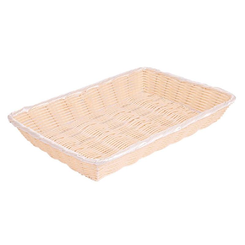 Corbeille effet osier PP beige 36x25x7,5cm - par 12_0