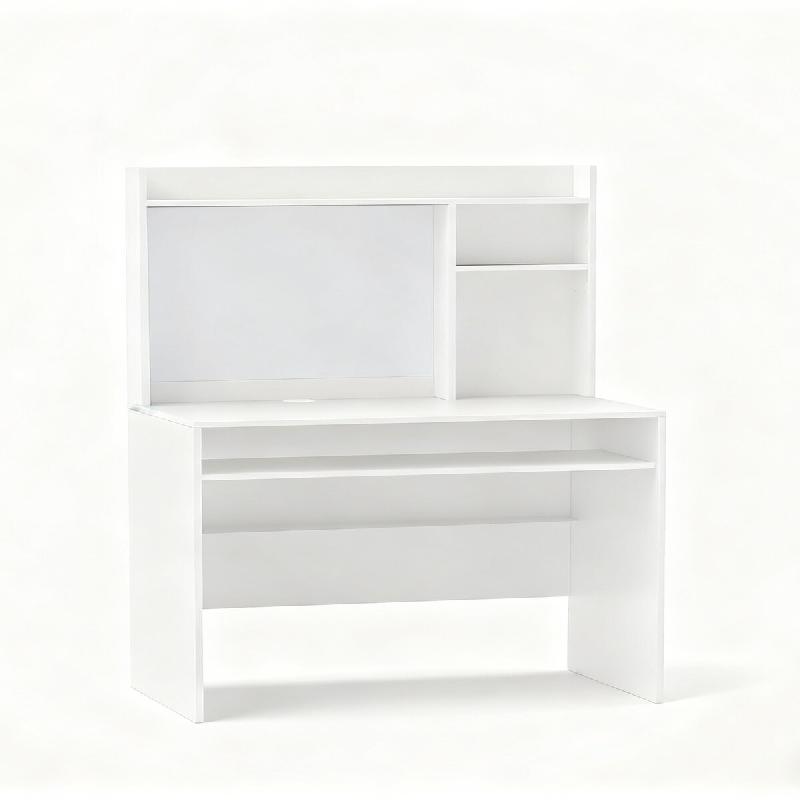 COSTWAY Bureau avec Tableau d'Affichage Magnétique, Petit Bureau d'Ordinateur avec Accessoires, Plateau pour Clavier et Étagère Réglable - blanc O_0