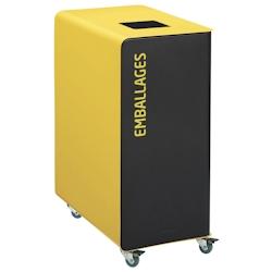 CUBATRI - Borne de tri manganèse support sac 90 mobile emballages jaune - 54849 - ROSSIGNOL - jaune métal 54849_0